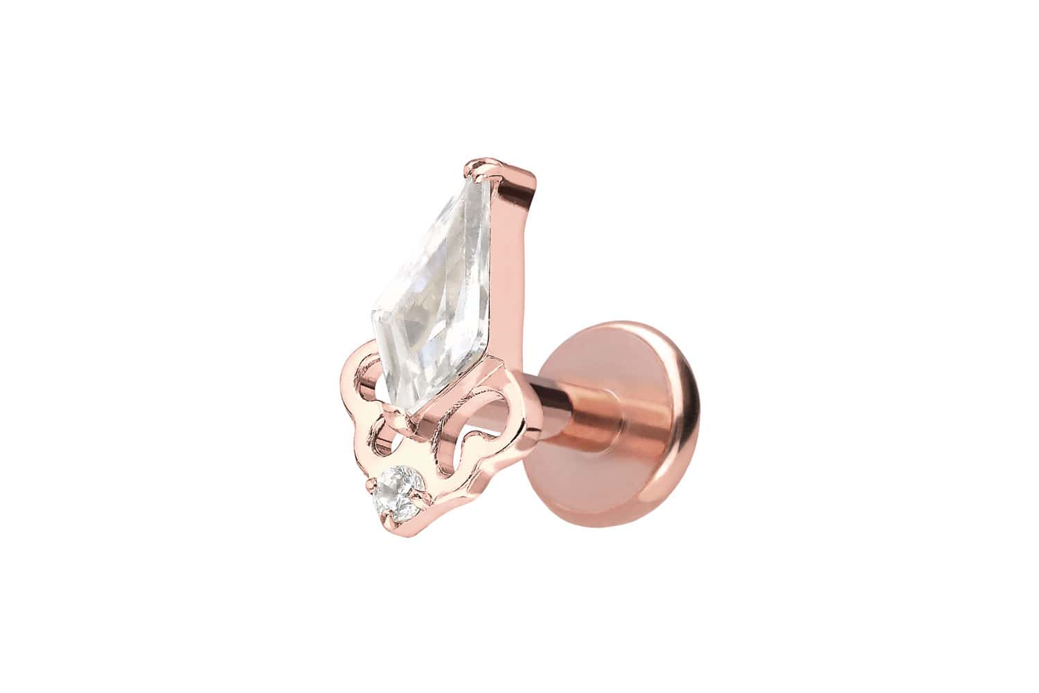 Titan Labret Piercing mit Push Fit KRISTALLSCHILD